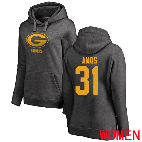 Green Bay Packers Ash Women 31 Amos Adrian One Color Nike NFL Pullover Hoodie Sweatshirts